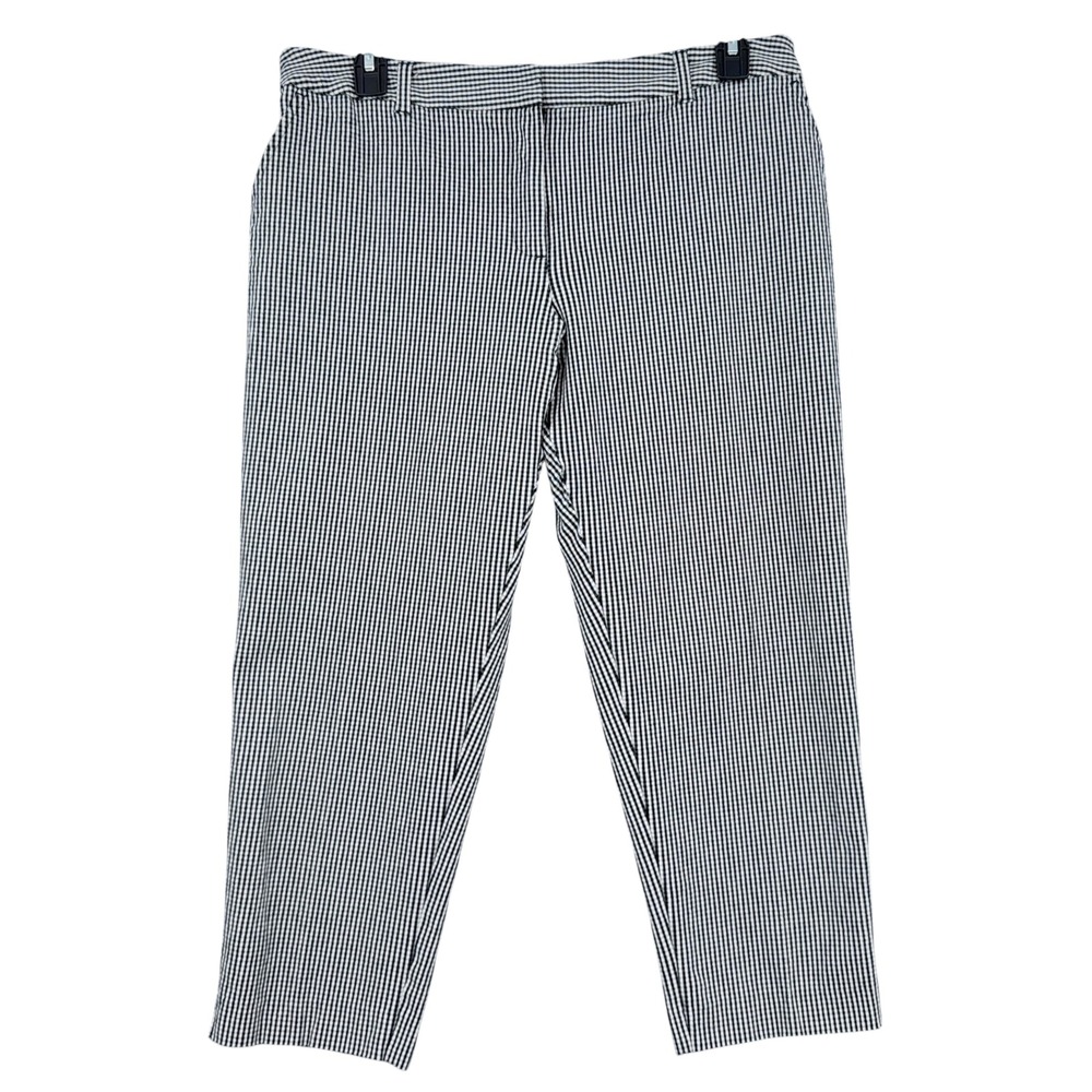 Jones New York Grace Ankle Pants Womens 14 Cotton Elastane Black White Gingham